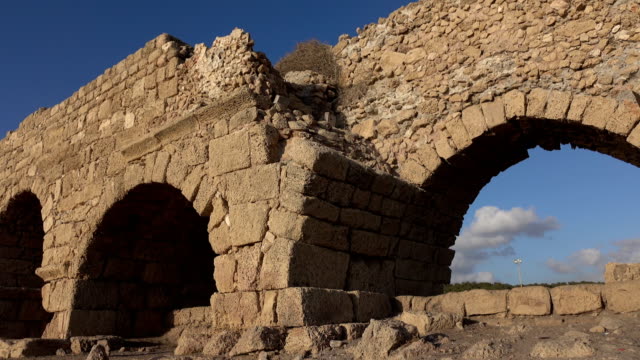 Ancient-Roman-Aqueduct-in-Ruins-in-Israel