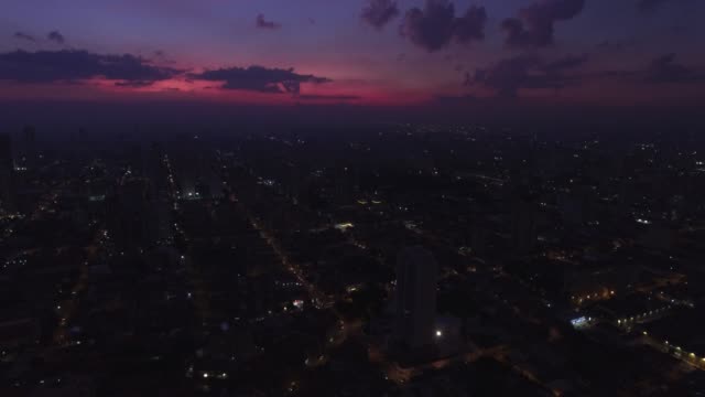 Ciudad-púrpura-puesta-de-sol-en-Sao-Paulo,-Brasil