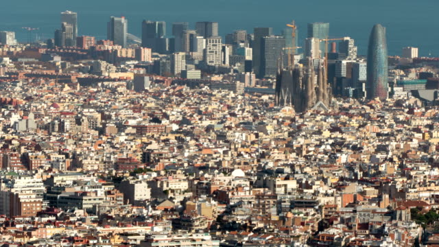 Barcelona-downtown-top-view.Time-Lapse