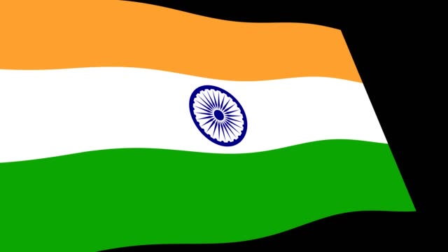 Bandera-de-India-lento-agitando-en-perspectiva,-secuencias-de-animación-4K