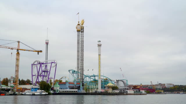 Tall-towers-from-the-amusement-park-area-in-Stockholm-Sweden