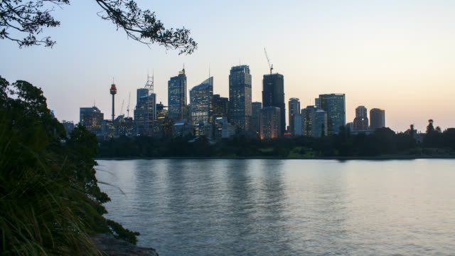 Sonnenuntergang-am-Sydney-Skyline-der-Stadt.