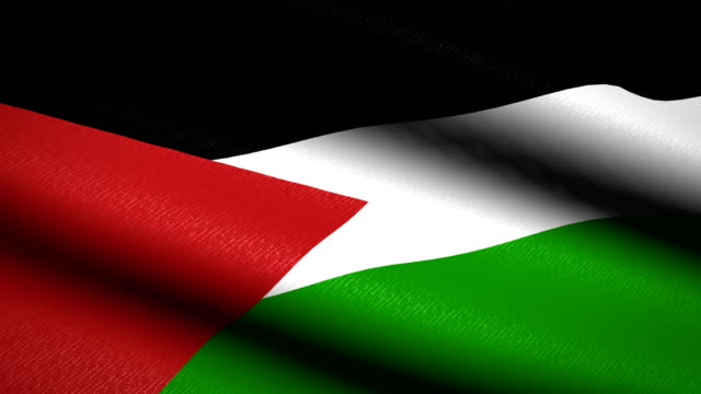 Palestine-Flag-Waving-Textile-Textured-Background.-Seamless-Loop-Animation.-Full-Screen.-Slow-motion.-4K-Video