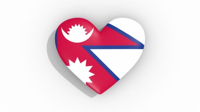 Herz-in-den-Farben-der-Flagge-von-Nepal-Impulsen,-Schleife