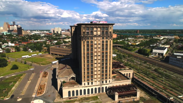 Michigan-Central-Station-in-Detroit-aerial-view-summer