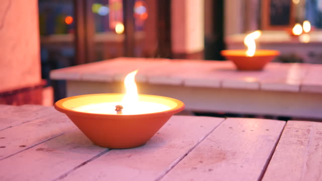 Romantic-oil-lamps-burning-outdoor-at-the-evening-in-Brussels