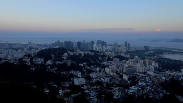 Aerial-move-into-downtown-Rio-de-Janeiro-Brasil-at-sunset