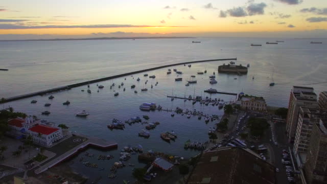 Aerial-View-of-All-Saints-Bay-in-Salvador,-Bahia,-Brazil