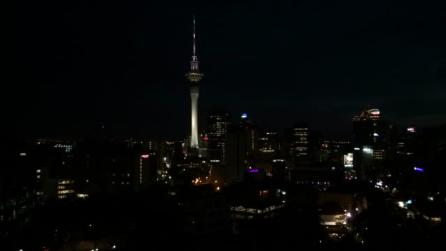 Timelaps-die-Skyline-von-Auckland,-Neuseeland-im-Sonnenaufgang-Zeit-Runden