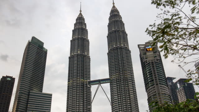 Malaysia-Kuala-Lumpur-Abend-Petronas-twin-Towers-Panorama-4k-Tim-verstreichen
