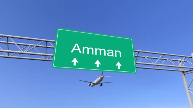 Twin-engine-commercial-airplane-arriving-to-Amman-airport