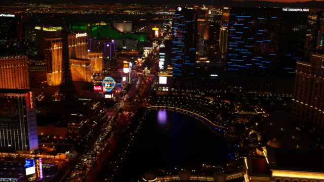 Las-Vegas,-Nevada-Aerial-view-of-Las-Vegas-Strip-at-night