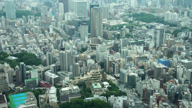 Busy-Tokyo-city-streets-and-buildings-skyline-cityscape-aerial-view