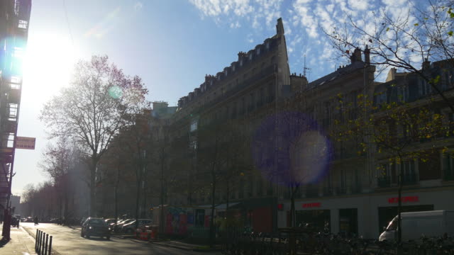 Frankreich-Paris-Touristenbus-Straße-Reiten-Pov-Panorama-4k-sonnigen-Wintertag