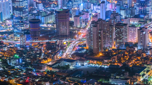 4K,-Zeitraffer-Stadtansichten-in-der-Nacht-von-Südkorea