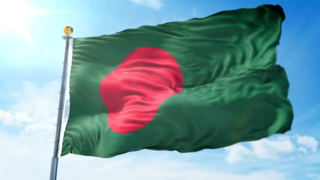 Bangladesh-flag-seamless-looping-3D-rendering-video.-Beautiful-textile-cloth-fabric-loop-waving