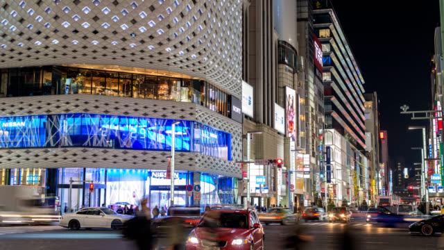 Tokyo-Japan-Zeitraffer-4K,-Nacht-Zeitraffer-der-Tourist-im-Ginza-Einkaufsstraße