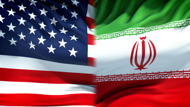 United-States-and-Iran-flags-background,-diplomatic-and-economic-relations