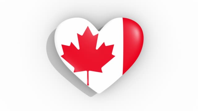 Herz-in-den-Farben-der-Flagge-von-Kanada-Impulsen,-Schleife