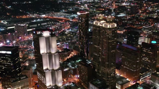 Aerial-of-Atlanta,-Georgia-at-Night