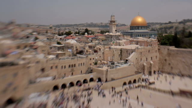 Vista-panorámica-de-las-lamentaciones-de-Jerusalén-pared-inclinable-lente-de-cambio