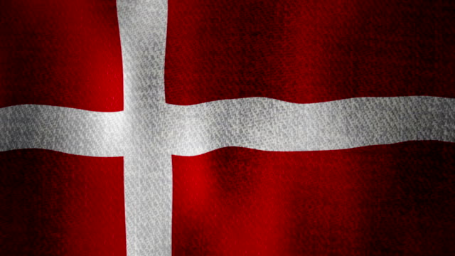 Dinamarca-bandera-ondeando-SlowlySeamless-bucle-(textura-de-la-tela-realista,-bucle-sin-fin)