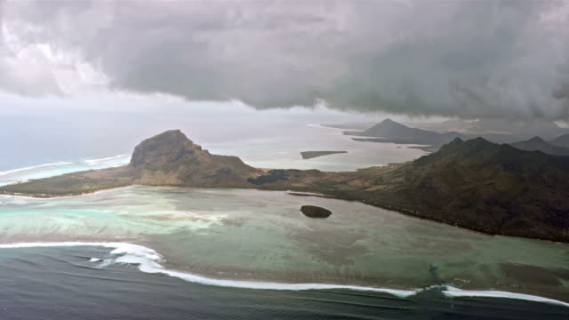 Aerial-view-on-volcanic-tropical-island