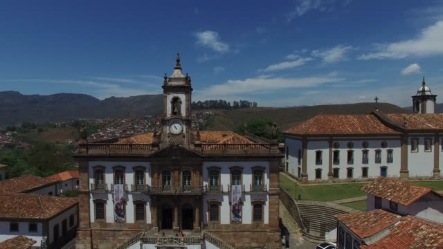 Aerial-of-Ouro-Preto-city-in-Minas-Gerais,-Brazil