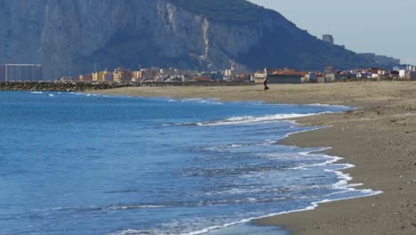 View-of-the-Rock-of-Gibraltar-and-the-Beach-with-Sea-Waves
