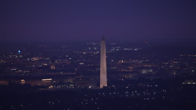 Aerial-view-of-the-Washington-Monument-in-the-early-morning.