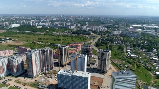 Aerial-shot-of-the-city.-Multi-storey-buildings,-roads.