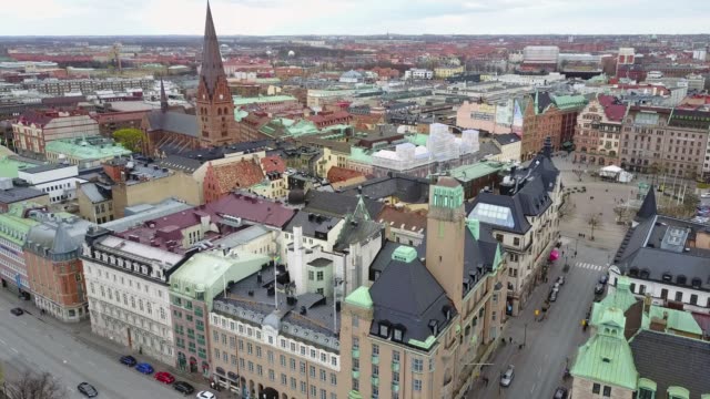 Hermosa-vista-aérea-del-ciudad-de-Malmo-en-Suecia