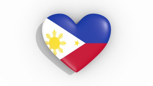 Corazón-en-bandera-de-colores-de-pulsos-de-Filipinas,-del-lazo
