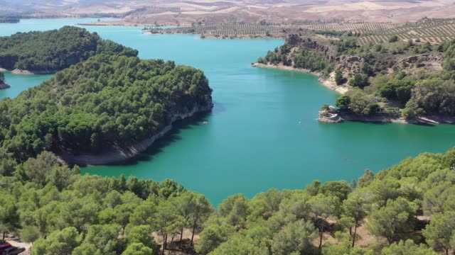Aerial-view-of-Gaitanejo-reservoir-and-dam-near-the-Royal-El-Chorro-Royal-Trail.-Spain