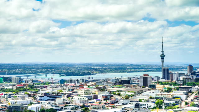 Time-Lapse-Vista-aérea-de-la-ciudad-de-Auckland,-Nueva-Zelanda.