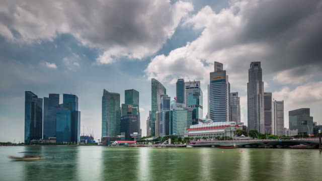 Singapur-ciudad-día-luz-panorámica-Bahía-4k-lapso-de-tiempo