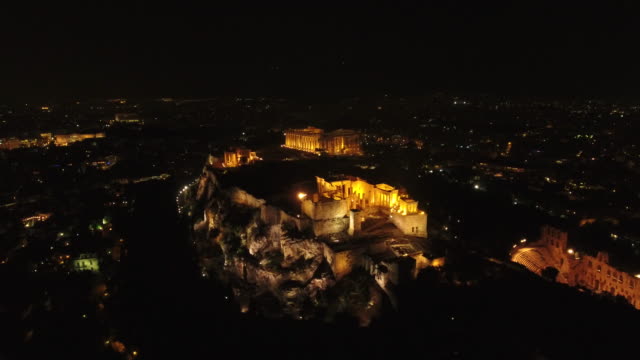 4K-Drone-Shot-Of-Acropolis-By-Night