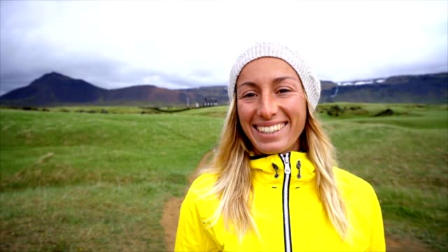 Portrait-of-blond-hair-woman-in-Iceland-SLOW-MOTION