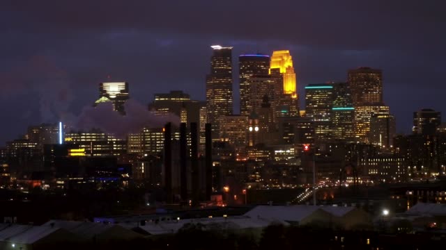 Minneapolis-Skyline-at-Night---Aerial