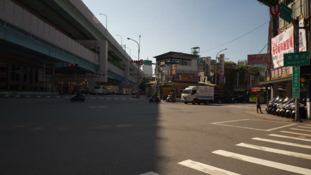 soleado-día-Taipei-ciudad-tráfico-calle-cruce-panorama-4k-Taiwán