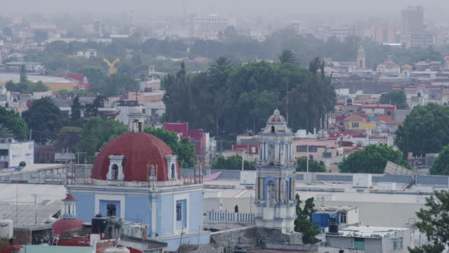 Puebla-skyline-during-evening-time-in-Puebla,-Mexico.