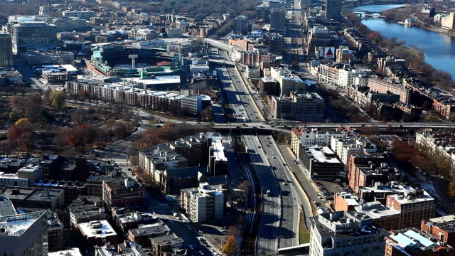 Wide-aerial-of-the-city-of-Boston,-Massachusetts