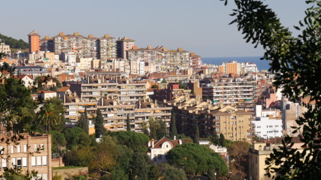 barcelona-sonnigen-Tag-hill-city-panorama-\"4-k-Spanien