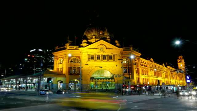 Melbourne-Australien-train-Station-Verkehr-Zeitraffer