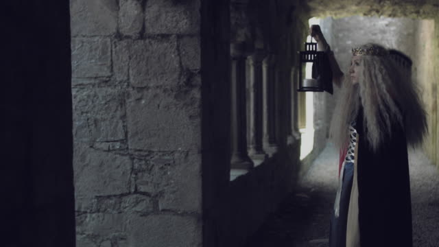 4k-Medieval-Shot-of-Style-Queen-Posing--in-Castle