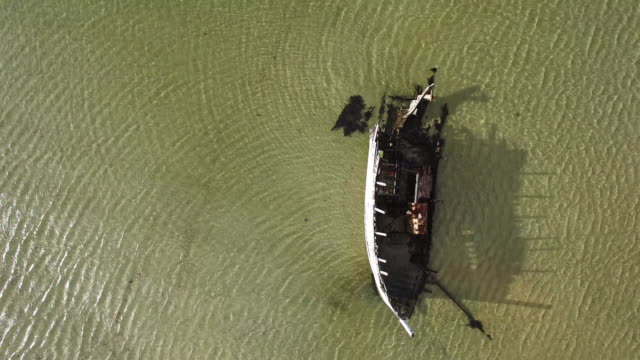 4k-Aerial-Shot-of-Ship-Wreck-on-Irish-Coast