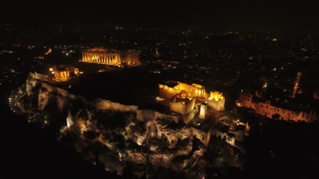 4K-Drone-Shot-Of-Acropolis-By-Night