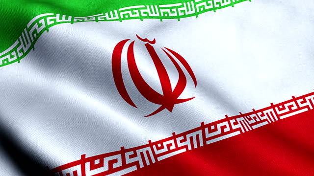 Fondo-de-bandera-iraní-que-agita-la-tela-textura,-crisis-de-Irán-para-nuclear-atómica