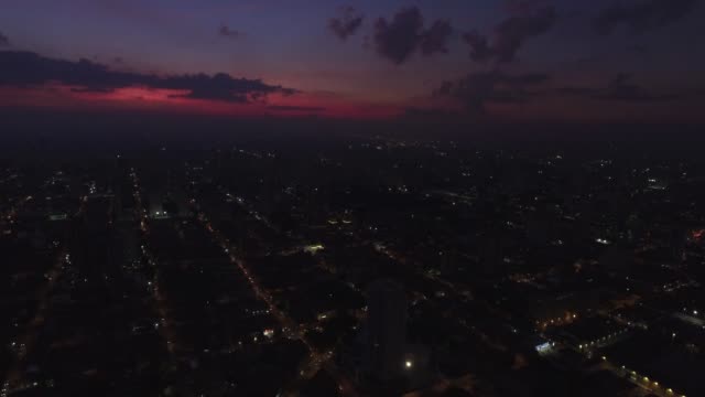 Purple-Sunset-Over-Sao-Paulo-city,-Brazil