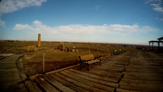 wooden-benches-and-flooring-about-ruins-of-Date-Harran-University-in-southern-Turkey